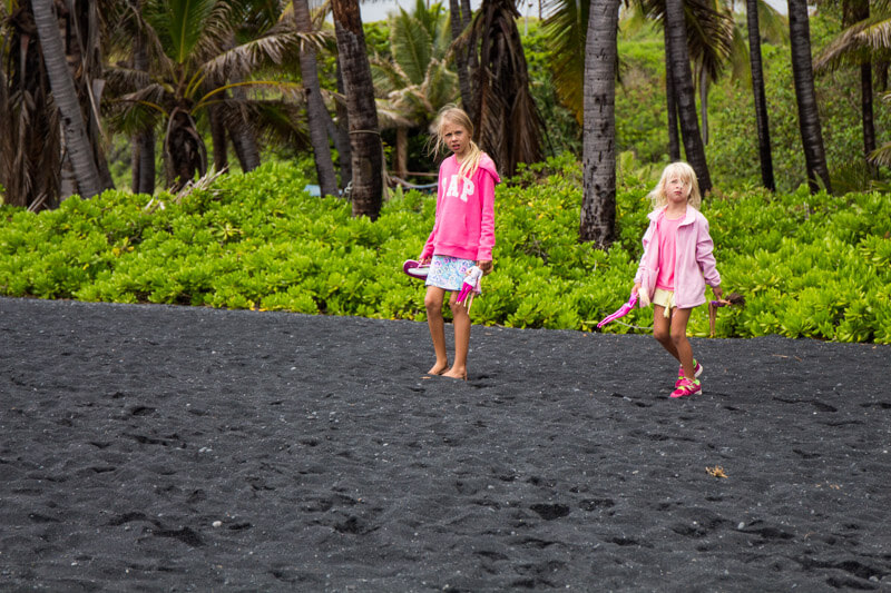 Punaluu Beach (Black Sand Beach) on the Big Island of Hawaii