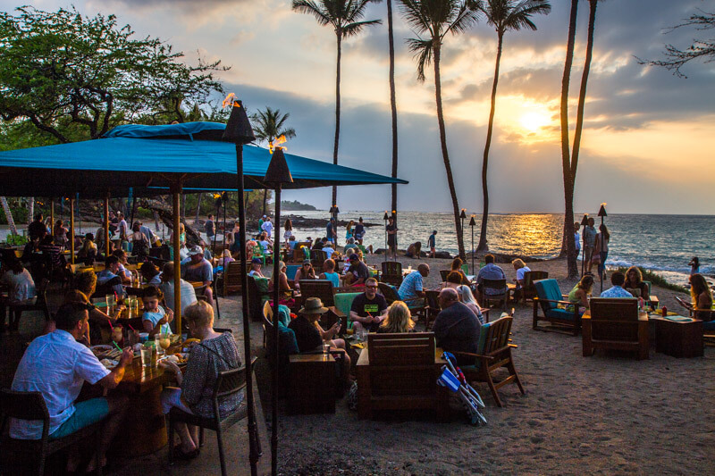 Sunset drinks at Lava Lava Beach Club, Waikoloa