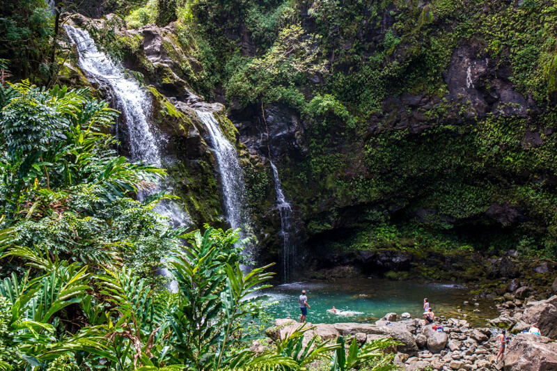 Waterfall on the road to Hana in Maui, Hawaii