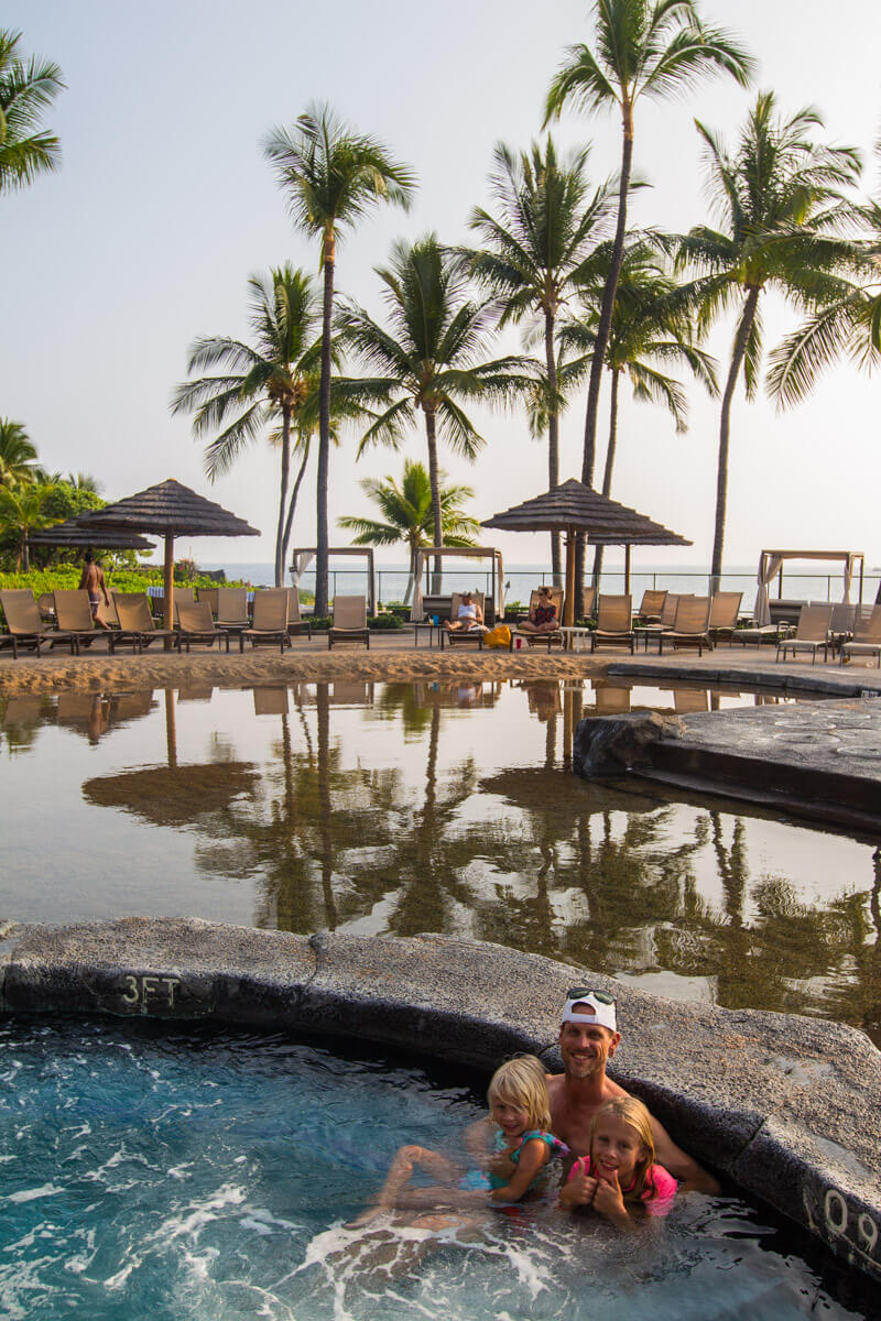 Palm tree reflections at Sheraton Kona - Big Island Hawaii