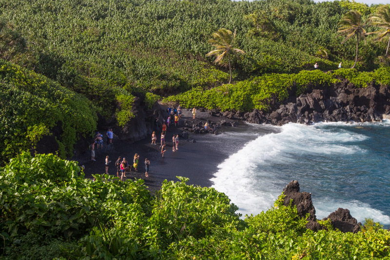 Waianapanapa (black sand beach) on the road to Hana in Maui, Hawaii