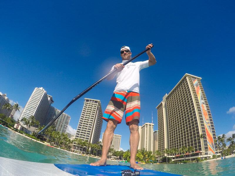 The views out to Waikiki Beach and the rainbow tower were beautiful. Craig enjoyed taking the photos and videos before sneaking out for some solo paddle boarding.