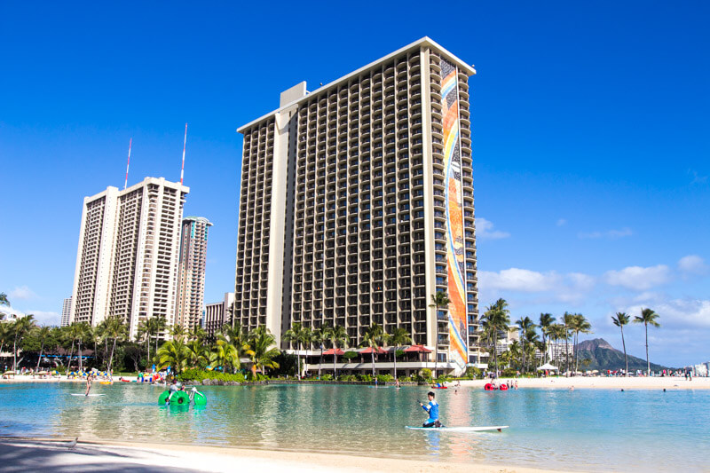 The lagoon at Hilton Hawaiian Village - one of the best things to do in Hawaii with kids