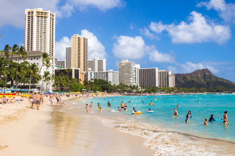 Waikiki Beach - one of the best things to do in Hawaii with kids