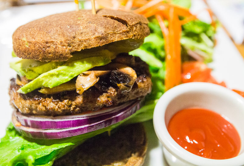 Venison burger at Tiki's Grill & Bar - one of the best places to eat in Waikiki 