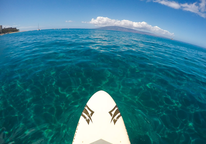 Stand up paddle boarding at Kaanapali Beach in Maui, Hawaii