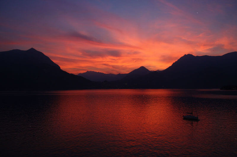 Make reservations ahead of time to enjoy a sunset dinner with a lakeside view at Lake Como