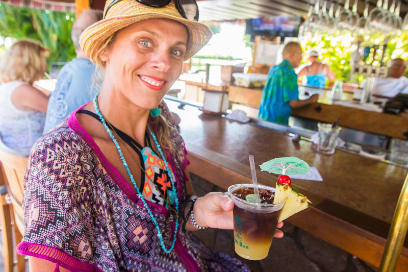 Drinks at the Tiki Bar at the Kaanapali Beach Hotel