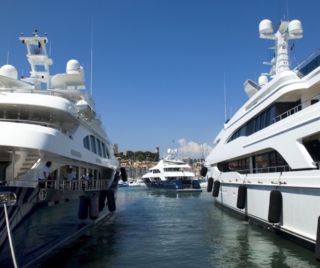 Luxury yachts in the Port of Cannes, France