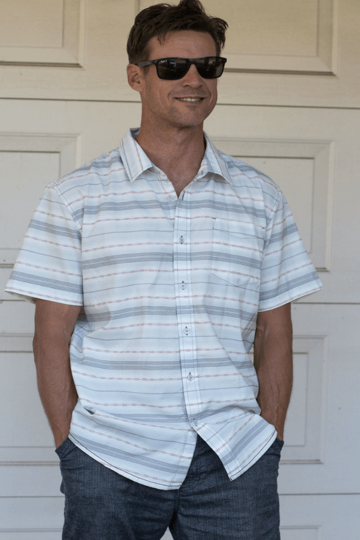 I have several Prana t-shirts and this Tamrack Shirt is made with organic cotton blended fabric making it super soft, and features classic plaid in a comfortable short-sleeved button up.  Goes well with pants or shorts. Comes in 4 different color patterns.