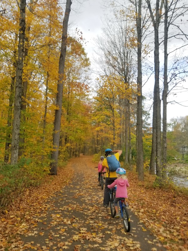 Loving the tag along to explore Stowe on bike