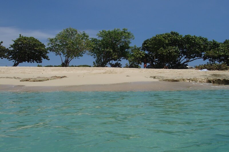 Arriving at Caribbean island by boat