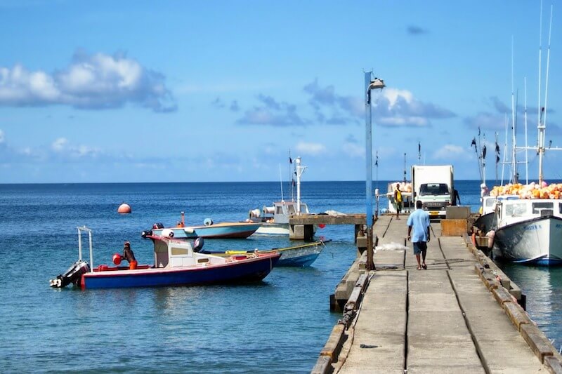 Man walking down Grenada pier