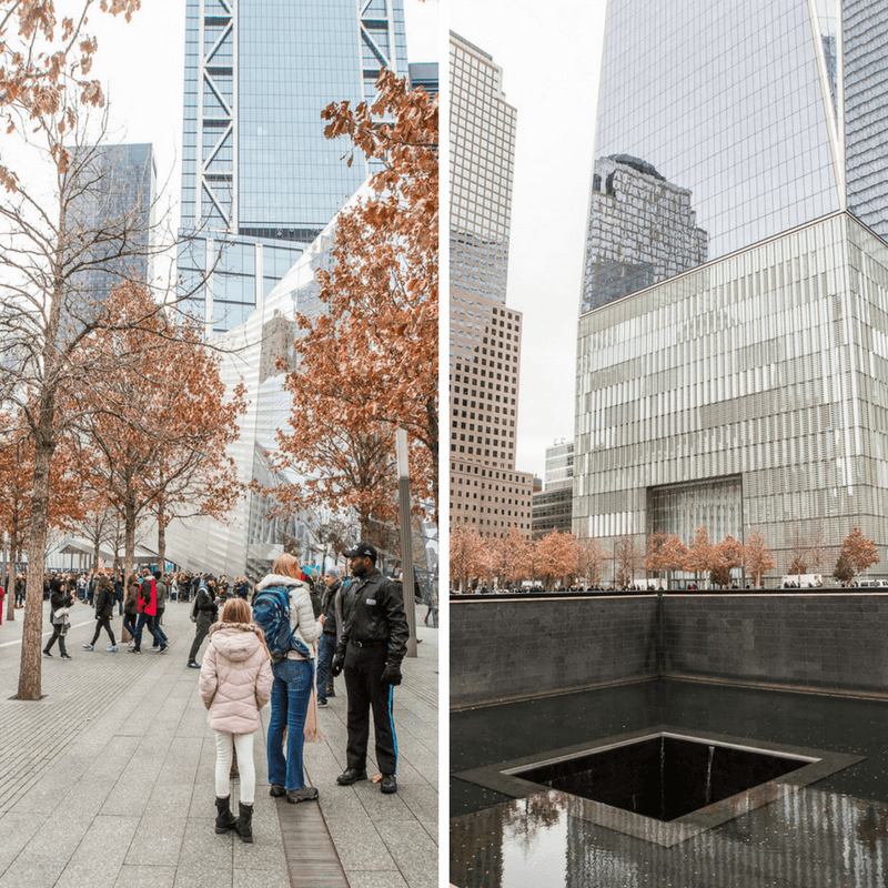 people outside September 11 Memorial, New York City