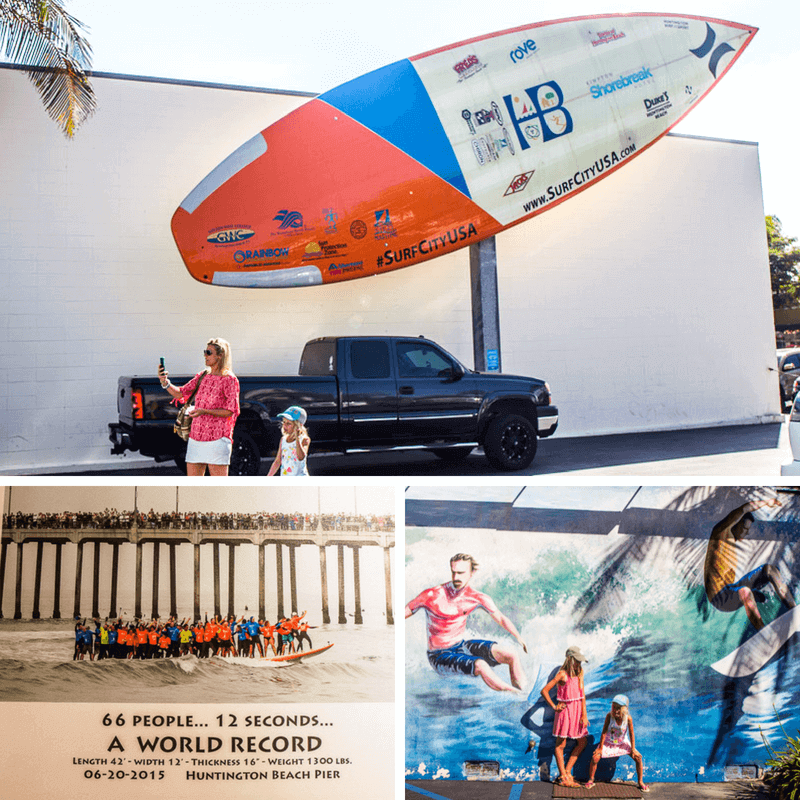 giant surfboard out the front of International Surfing Museum - Huntington Beach, California