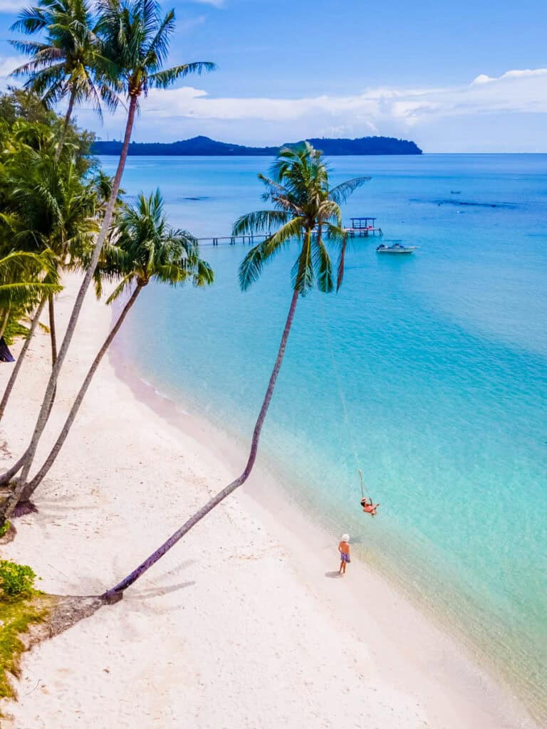 aerial view of white sandy beach on koh kood