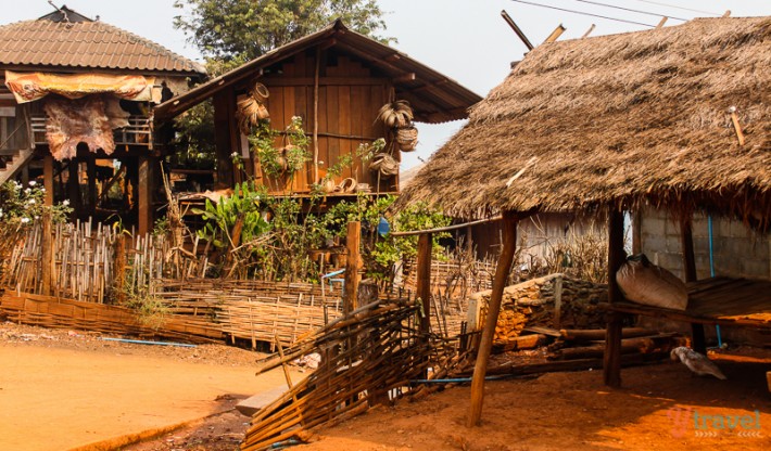 Akha hill tribe village straw homes