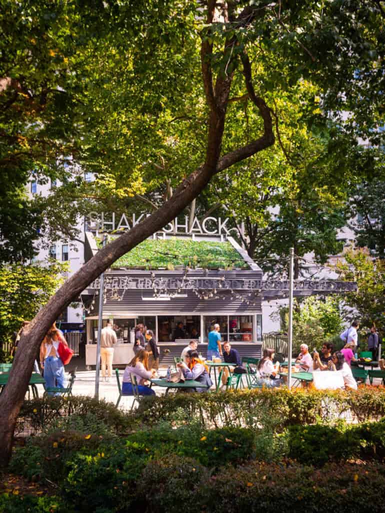 shake shack amongst the trees at madison square park