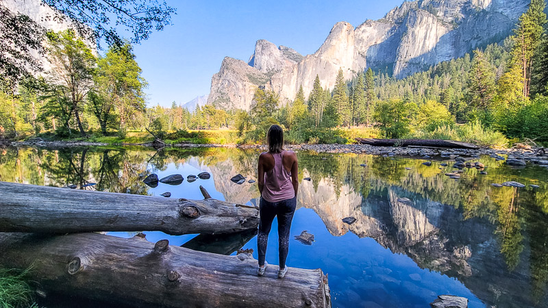 views of water and granite cliffs in yosemite valley view