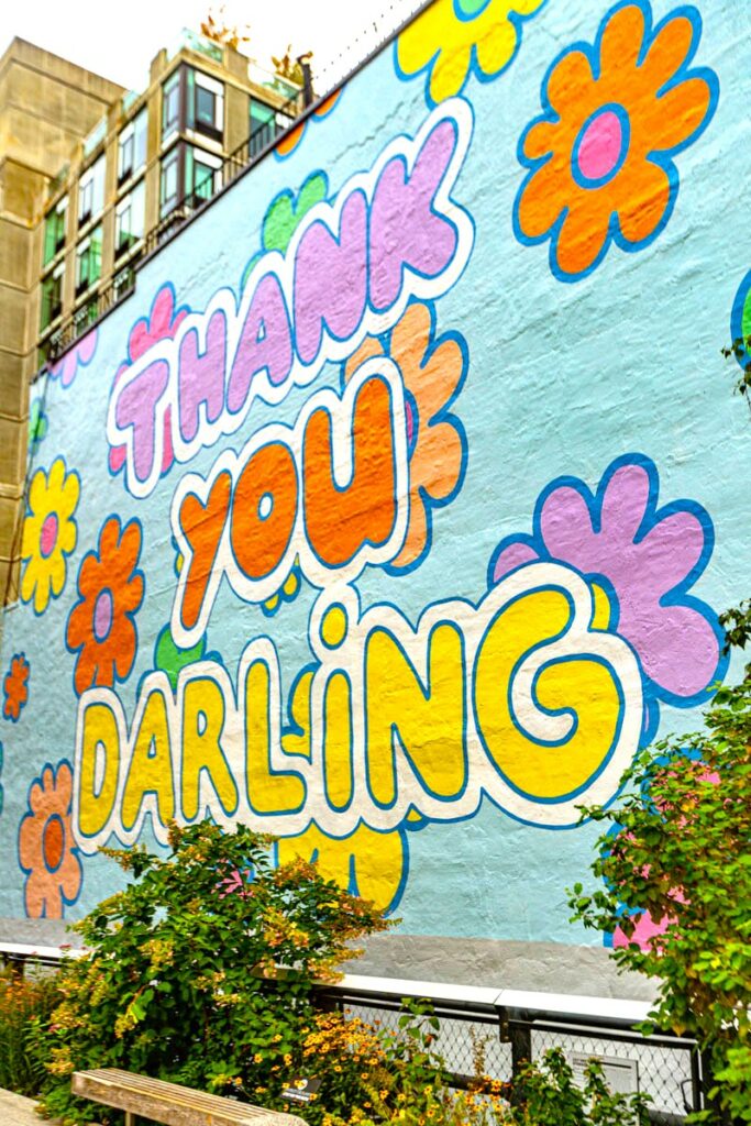 mural that says thank you darling