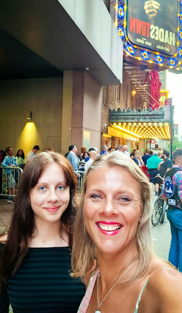 mom and daughter selfie at hadestown broadway