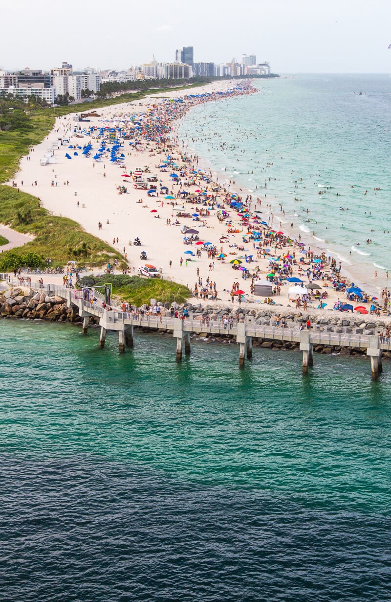 Awesome view of South Beach Miami as Carnival Vista departs