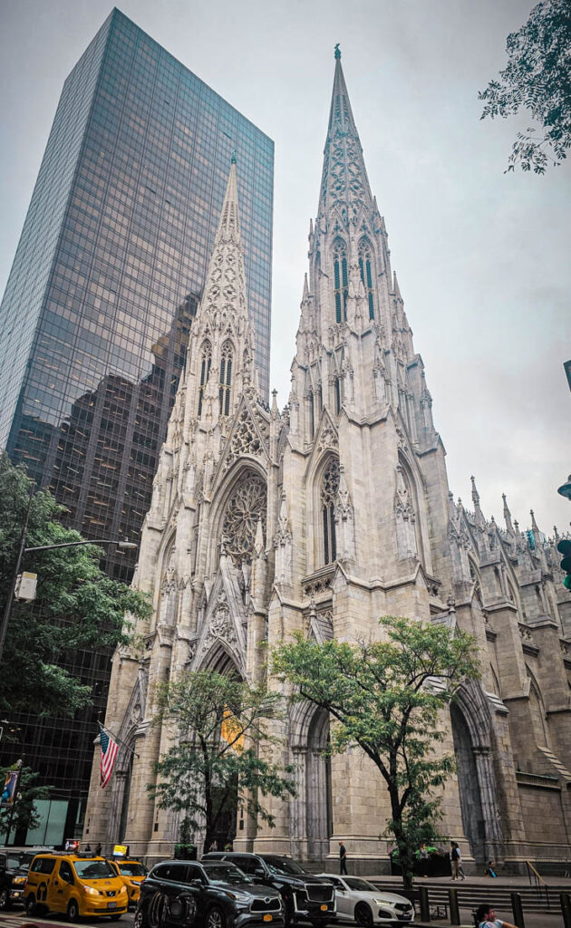 st patricks cathedral next to skyscraper in new york