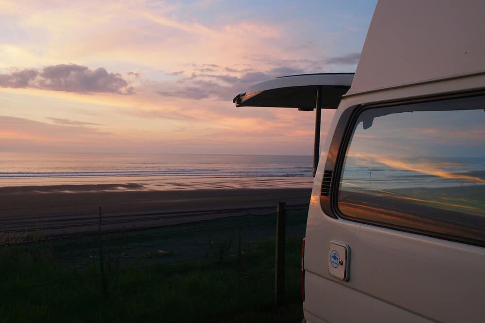 camper van on beach