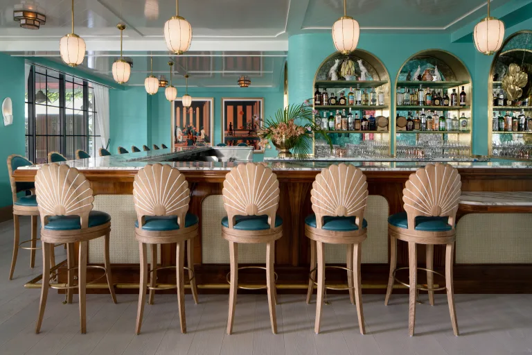 bar with seashell stools at goodtimes hotel