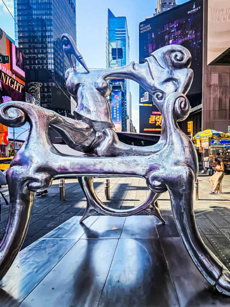 metal chair sculpture in times square