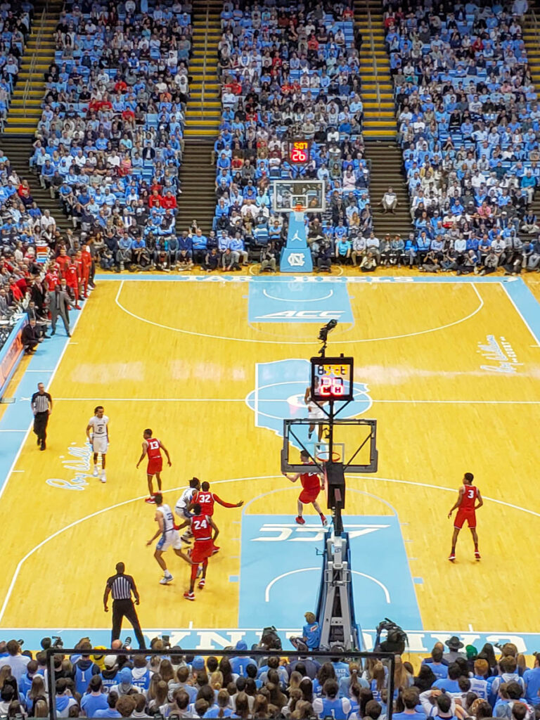 unc basketball game on court