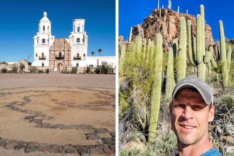 man in front of cactus