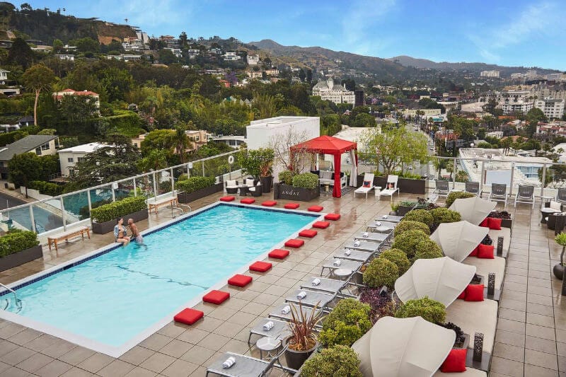 the pool of Andaz West Hollywood  overlooking the hills