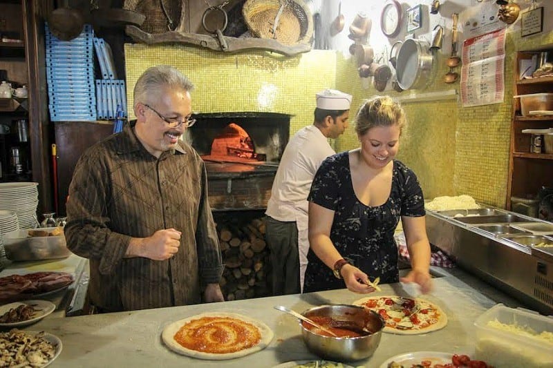 Cooking pizzas in Italy, as you do!