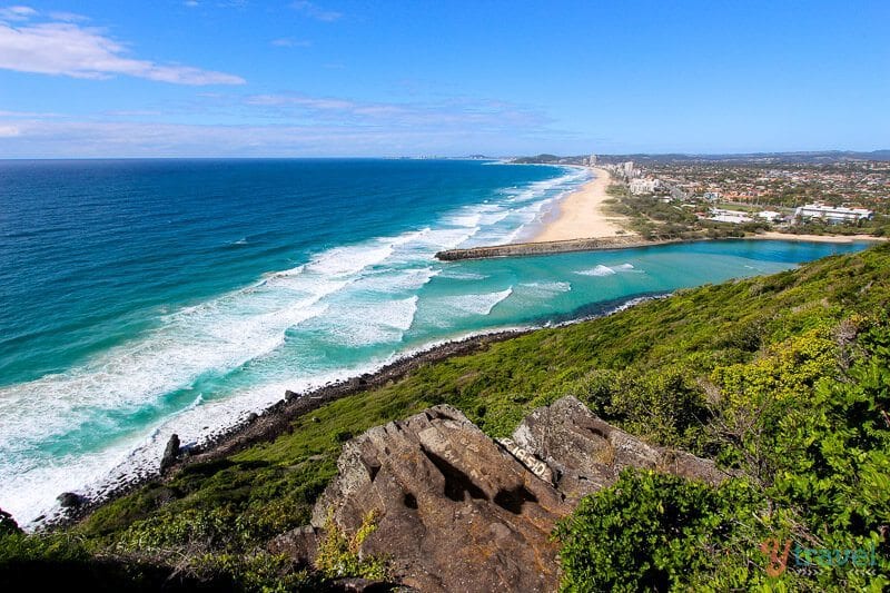 a view of the ocean from Burleigh Heads National Park, Gold Coast, Queensland, Australia