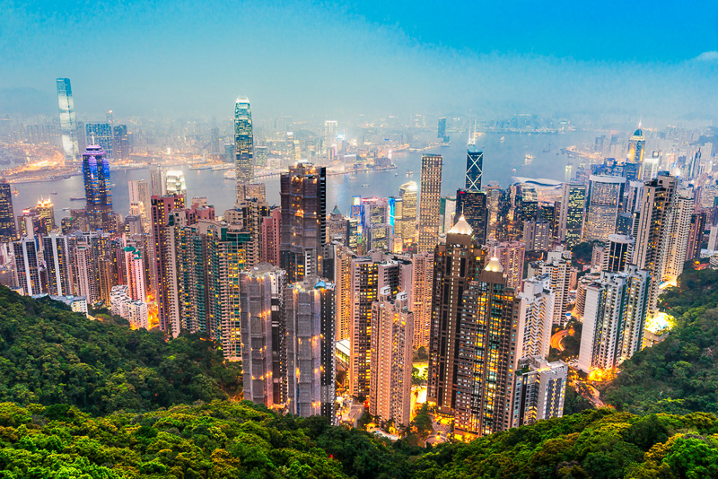 Hong Kong skyline. View from Victoria Peak.