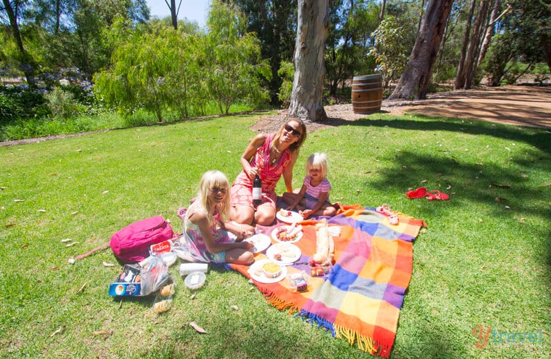 family picnicking at Cape Mentelle Winery, Margaret River