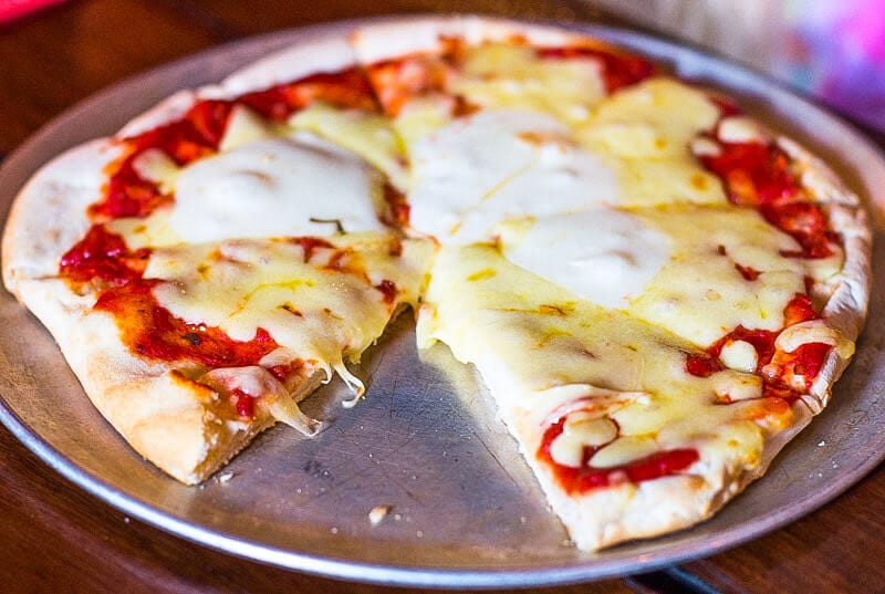 Cheese pizza at the Pumpyard Bar & Brewery in Ipswich, Queensland