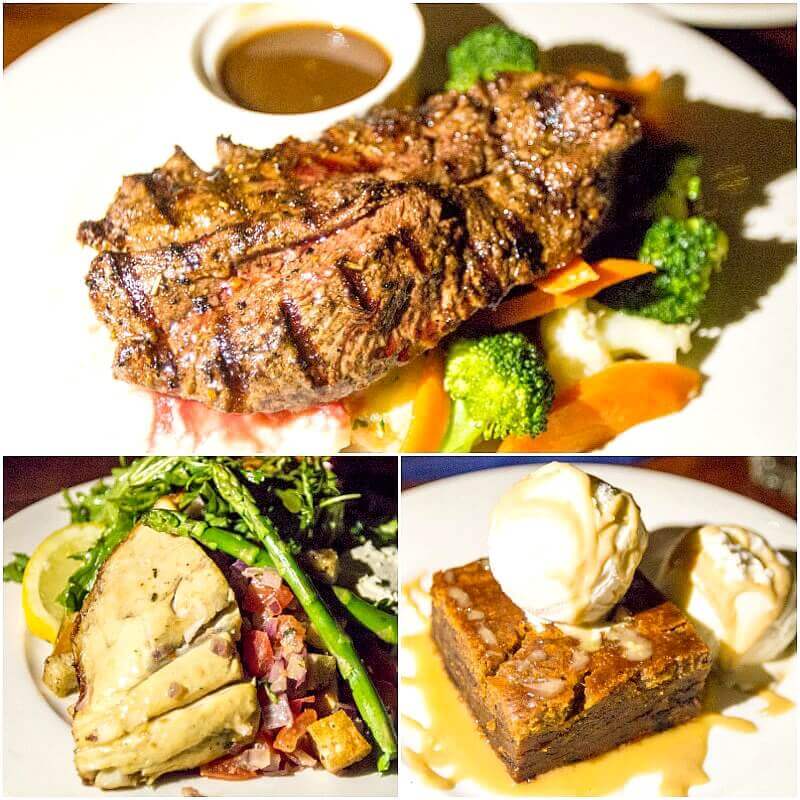 plate of kangaroo and sticky date pudding