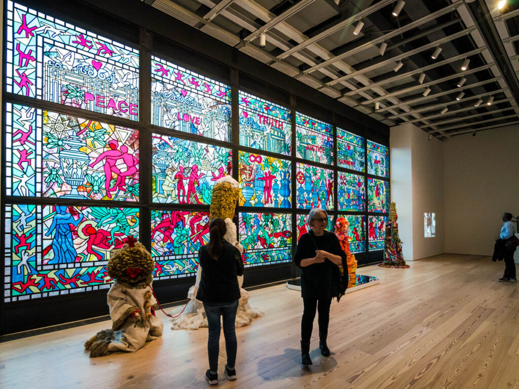 people looking at art installation at whitney museum of art