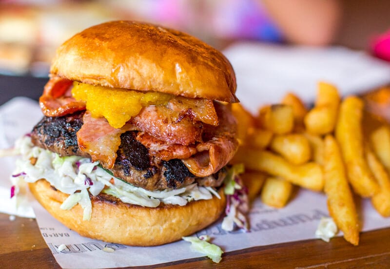 Wild Boar Burger at Pumpyard Bar and Brewery in Ipswich, Queensland