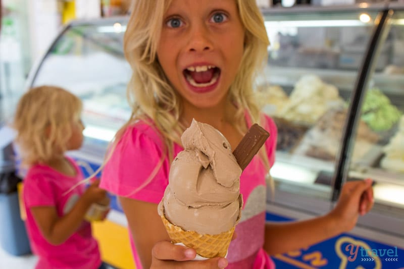 girl eating Zanettes Gold Coast ice cream