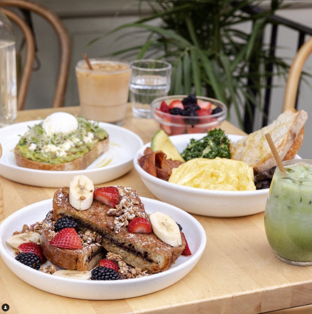 table full of breakfast dishes at banter nyc