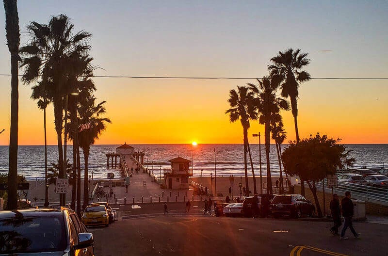 sunset over Manhattan beach la