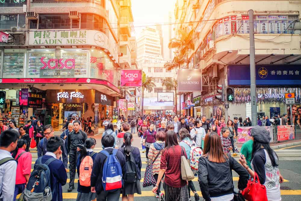 bustling crossing in Causeway Bay Hong Kong