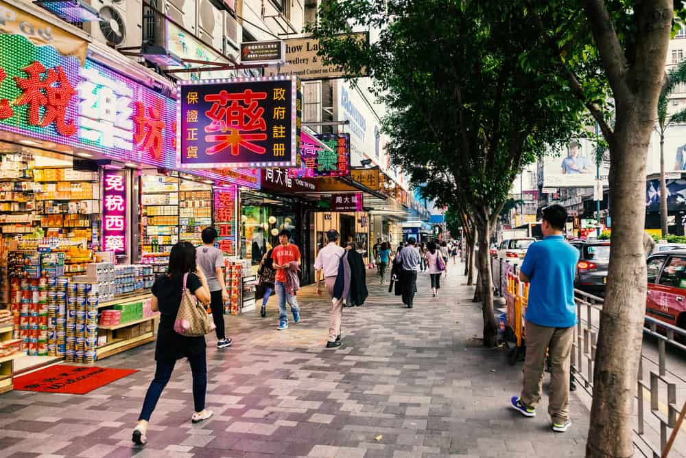 busy street in tsim sha tsui in hong kong