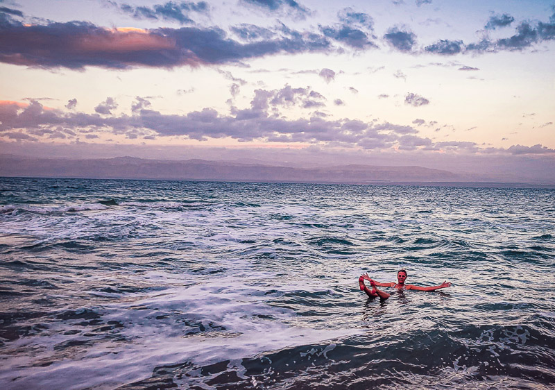 person floating on dead sea