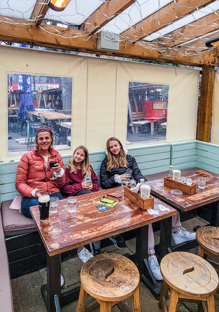 family eating Lunch at the Edinboro Castle Pub in Camden