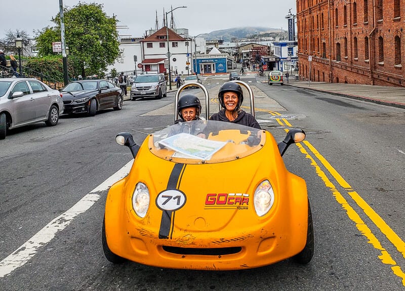 mother and daughter in a Go Car San Francisco