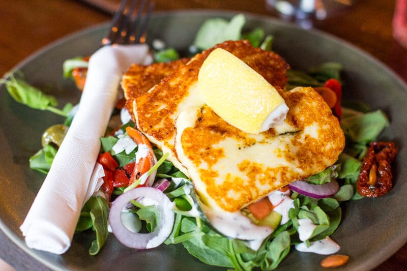 Haloumi salad at 4 Hearts Brewing Pumpyard Bar and Brewery in Ipswich, Queensland